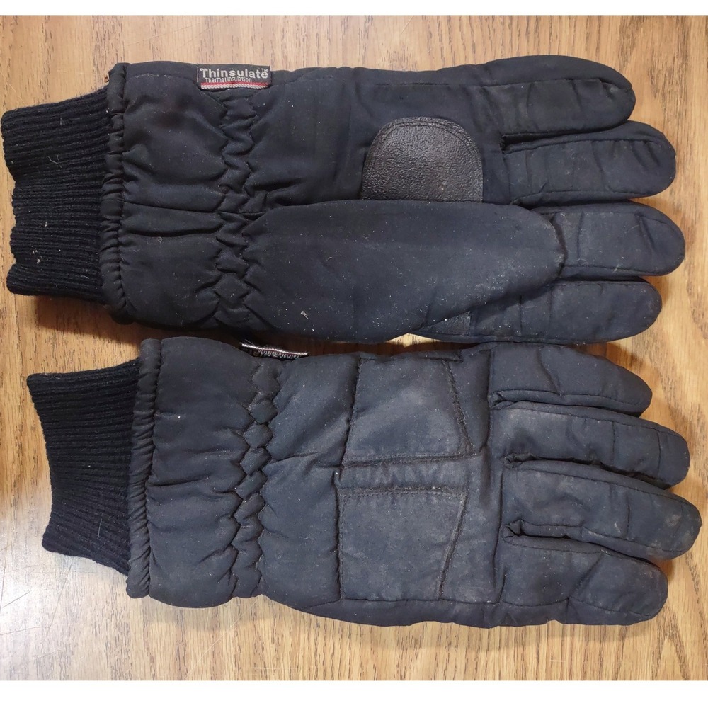 Vintage The Glove Black Thinsulate Winter Gloves Mens One Size Fits Most Nylon